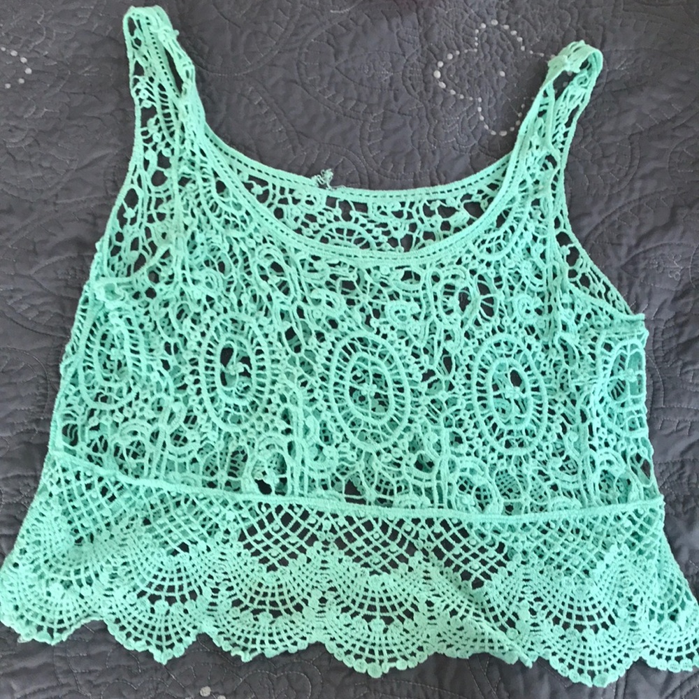 Lace tank top Aqua